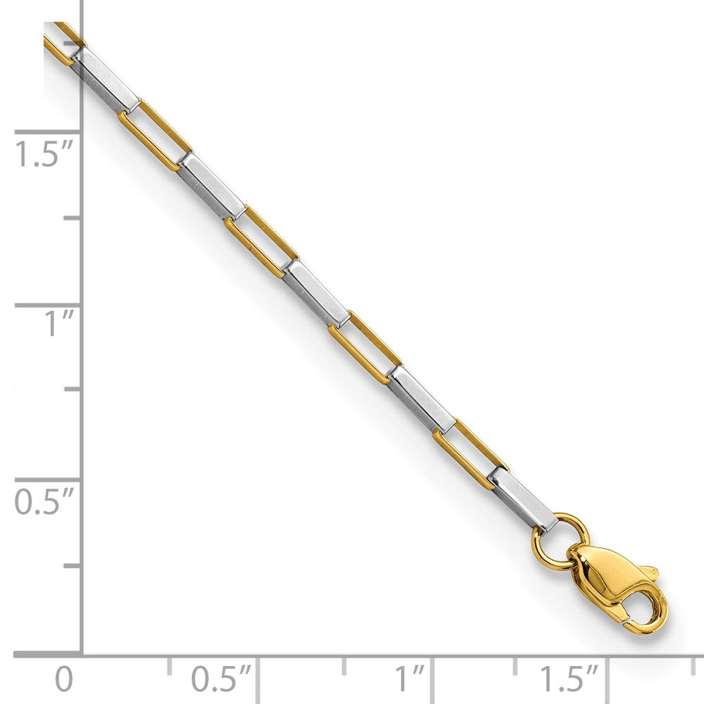 14K Bicolor Poliert Fantasie Venezianer Knöpfe 7.5 Zoll Armband