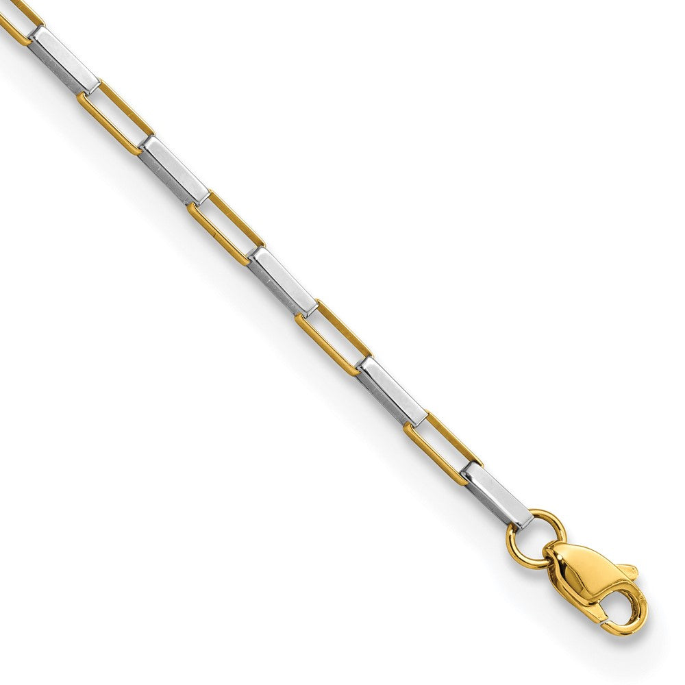 14K Bicolor Poliert Fantasie Venezianer Knöpfe 7.5 Zoll Armband