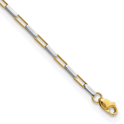 14K Bicolor Poliert Fantasie Venezianer Knöpfe 7.5 Zoll Armband