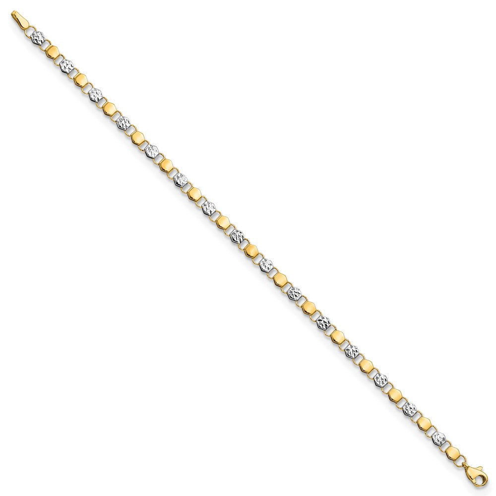 7.5 Zoll 14K und Weiß Rhodium Diamantiert Fantasie 7.5 Zoll Armband