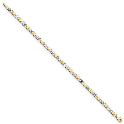 7.5 Zoll 14K und Weiß Rhodium Diamantiert Fantasie 7.5 Zoll Armband