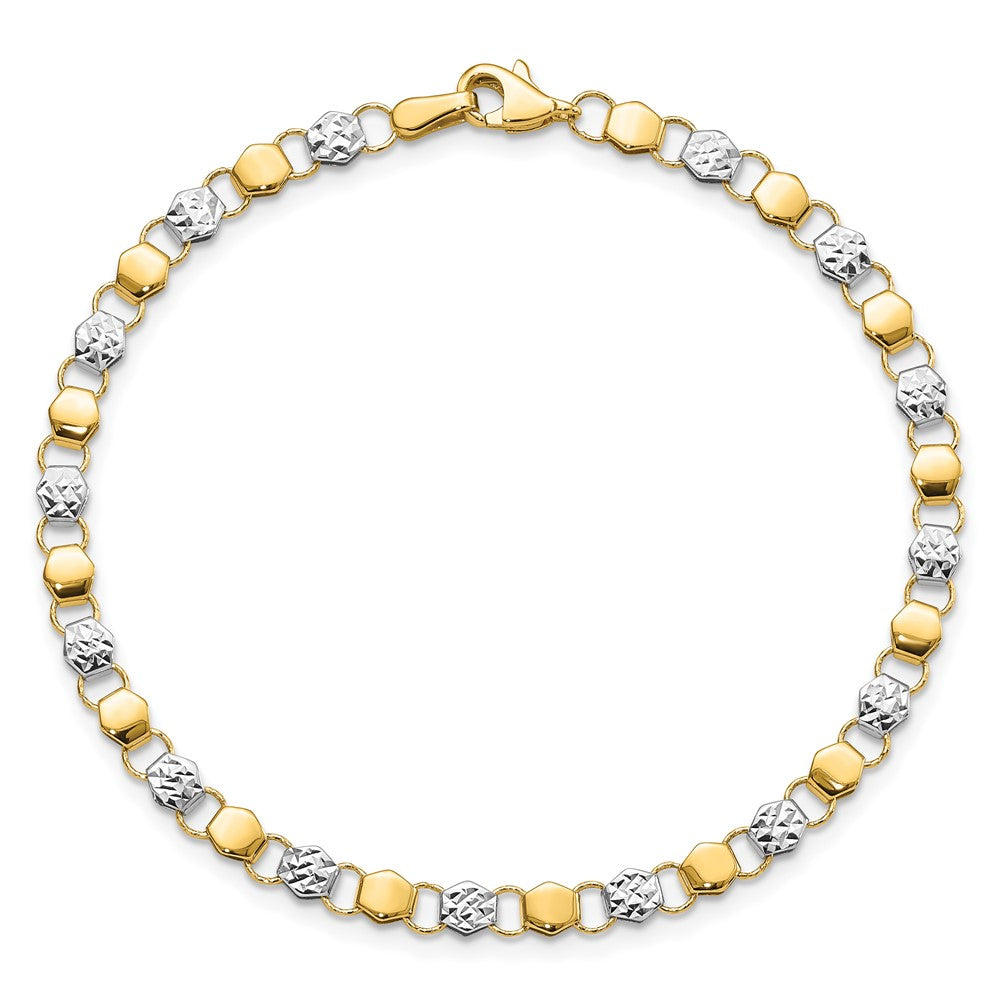 7.5 Zoll 14K und Weiß Rhodium Diamantiert Fantasie 7.5 Zoll Armband