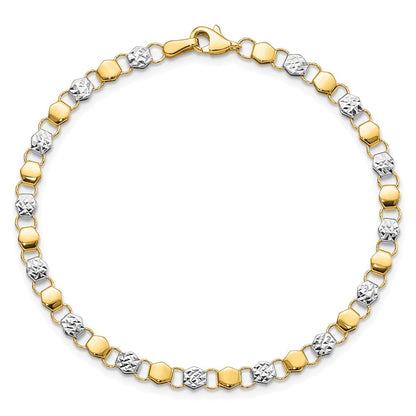 7.5 Zoll 14K und Weiß Rhodium Diamantiert Fantasie 7.5 Zoll Armband