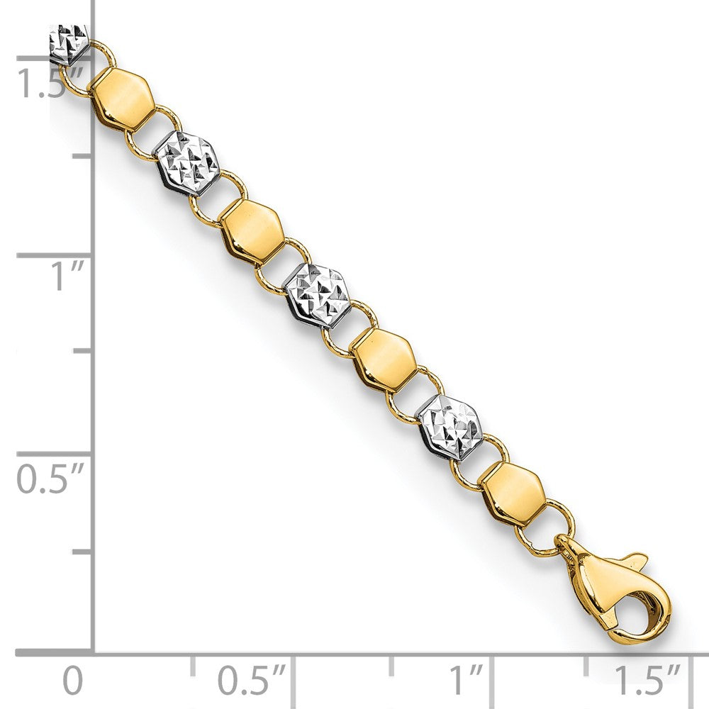 7.5 Zoll 14K und Weiß Rhodium Diamantiert Fantasie 7.5 Zoll Armband