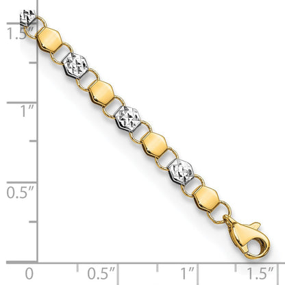 7.5 Zoll 14K und Weiß Rhodium Diamantiert Fantasie 7.5 Zoll Armband