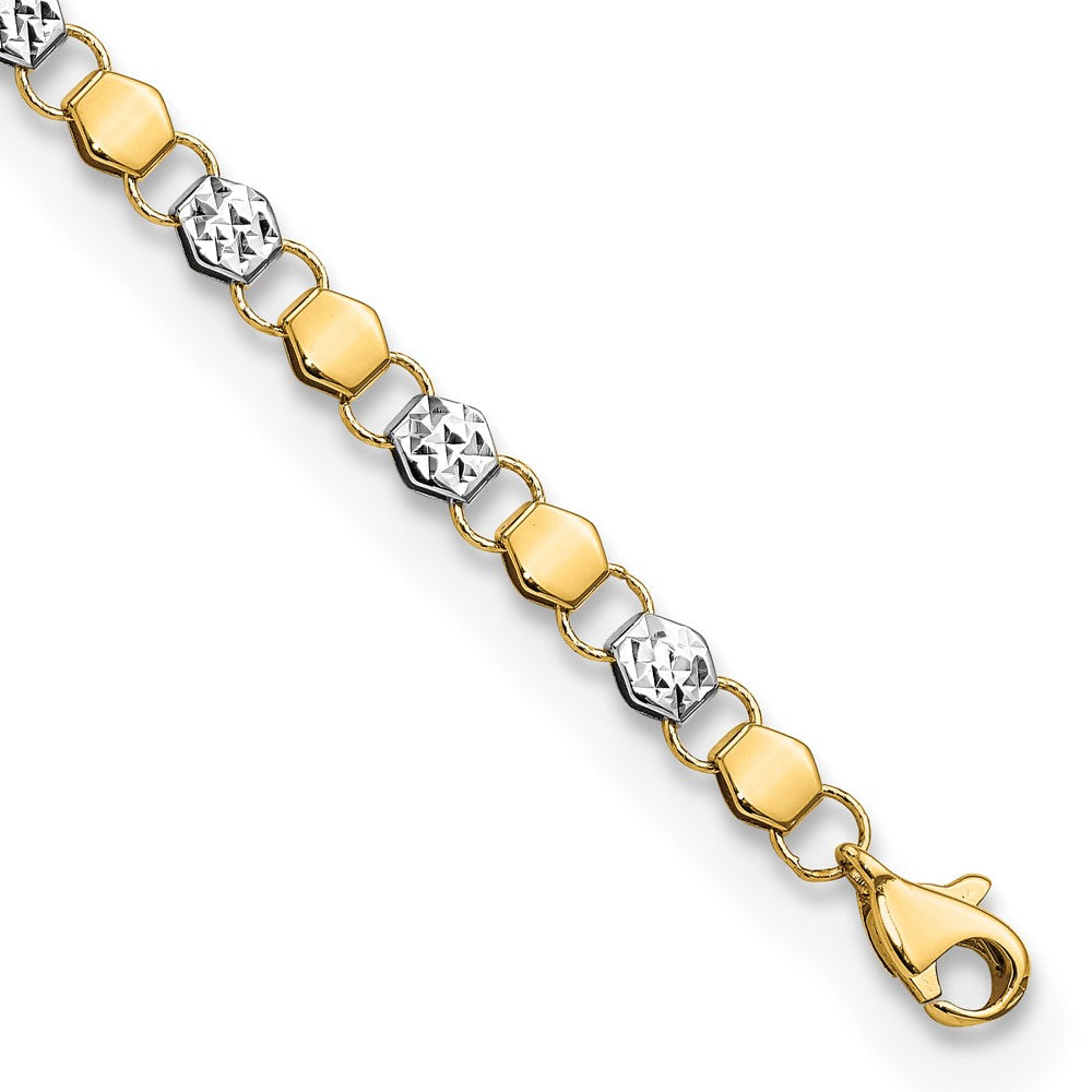 7.5 Zoll 14K und Weiß Rhodium Diamantiert Fantasie 7.5 Zoll Armband