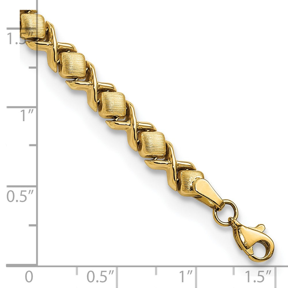 14K Gelbgold Gebürstet und Poliert Stampato Gliederarmband