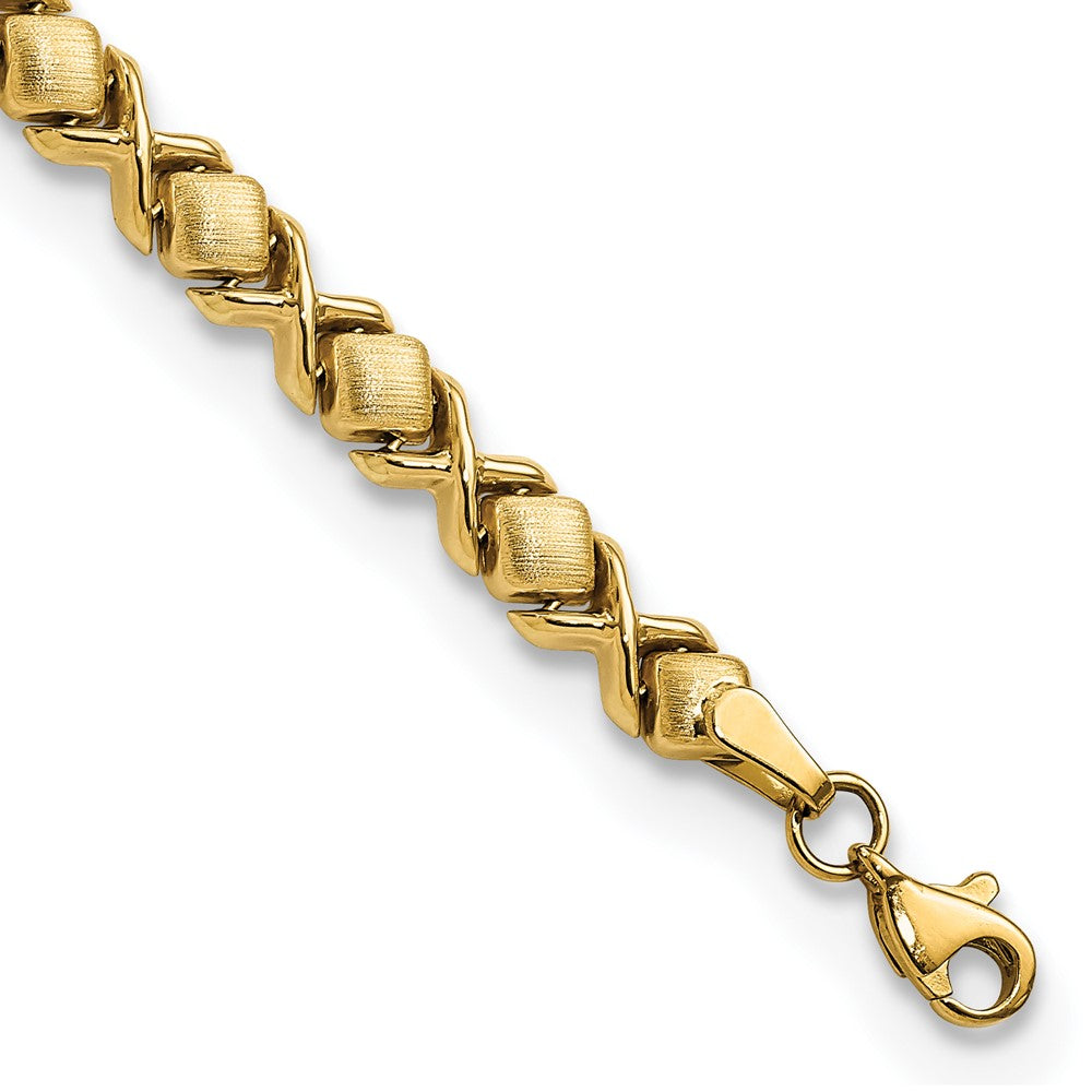 14K Gelbgold Gebürstet und Poliert Stampato Gliederarmband