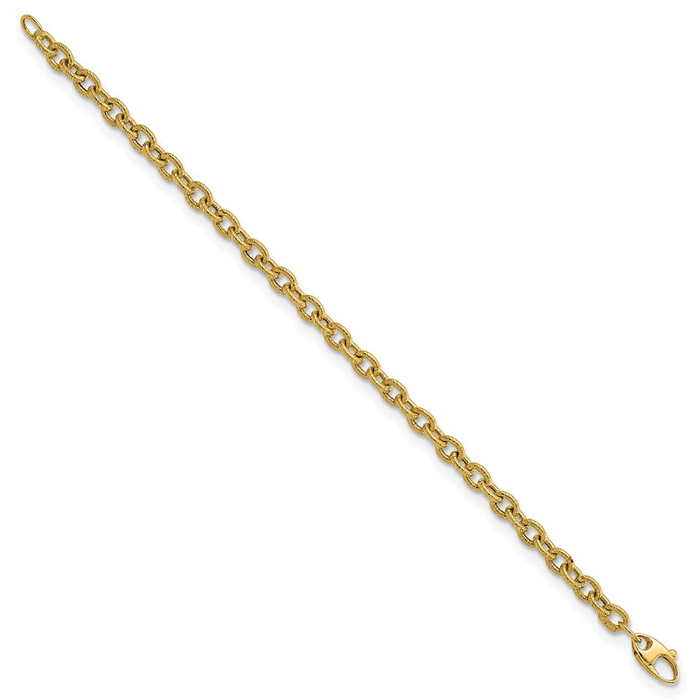 7.5 Zoll 14K Poliert und Strukturiert Ankerkette Glieder 7.5 Zoll Armband