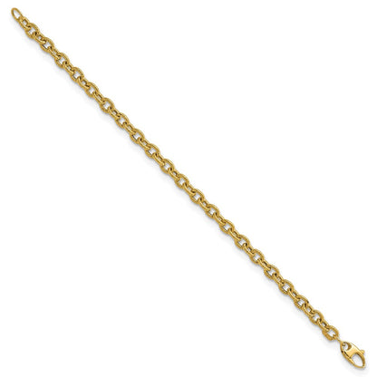 7.5 Zoll 14K Poliert und Strukturiert Ankerkette Glieder 7.5 Zoll Armband