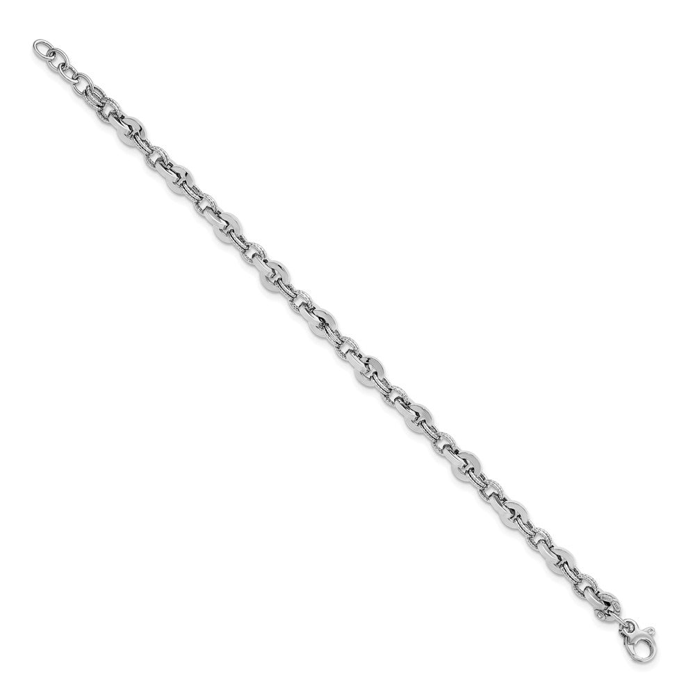 8 Zoll 14K Weiß Poliert Fantasieglieder Armband