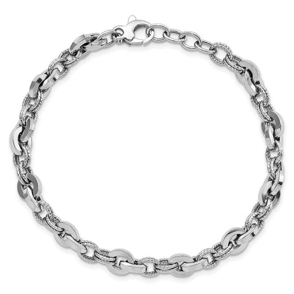 8 Zoll 14K Weiß Poliert Fantasieglieder Armband
