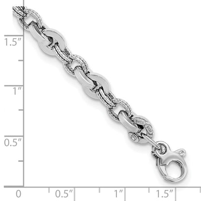 8 Zoll 14K Weiß Poliert Fantasieglieder Armband