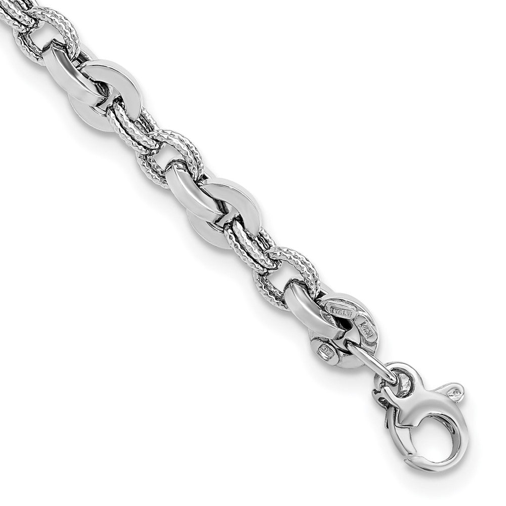 8 Zoll 14K Weiß Poliert Fantasieglieder Armband