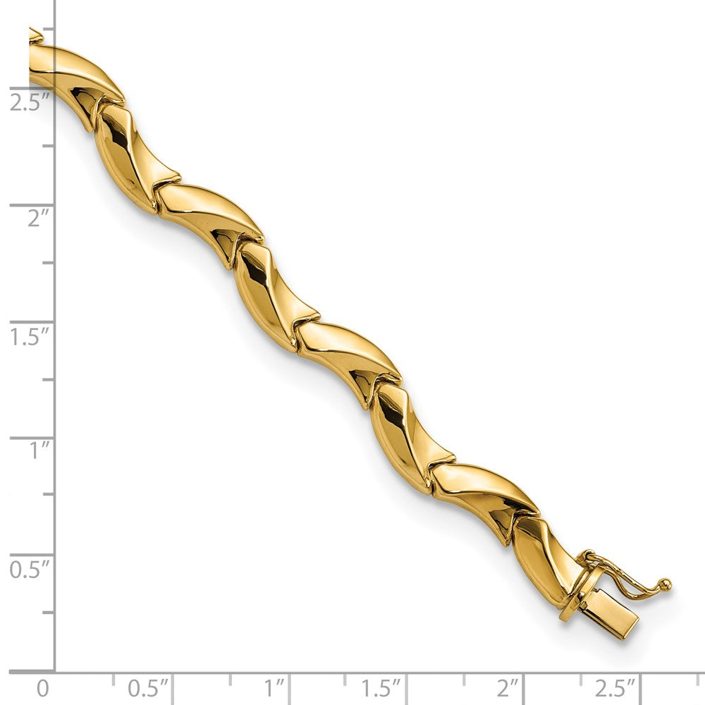 7.5 Zoll 14K Poliert Fantasie Gewellt Glieder Armband