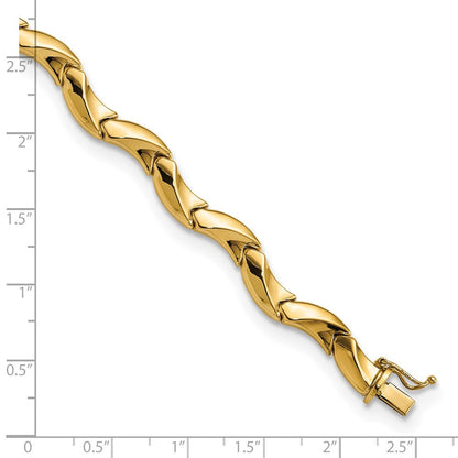 7.5 Zoll 14K Poliert Fantasie Gewellt Glieder Armband