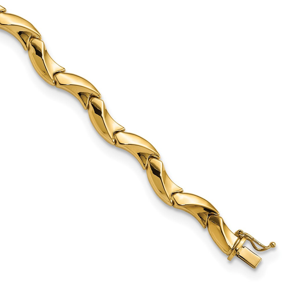 7.5 Zoll 14K Poliert Fantasie Gewellt Glieder Armband