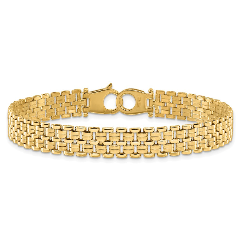 7.5 Zoll 14K Gebürstet und Poliert Korb Weave Muster 7.5 Zoll Armband
