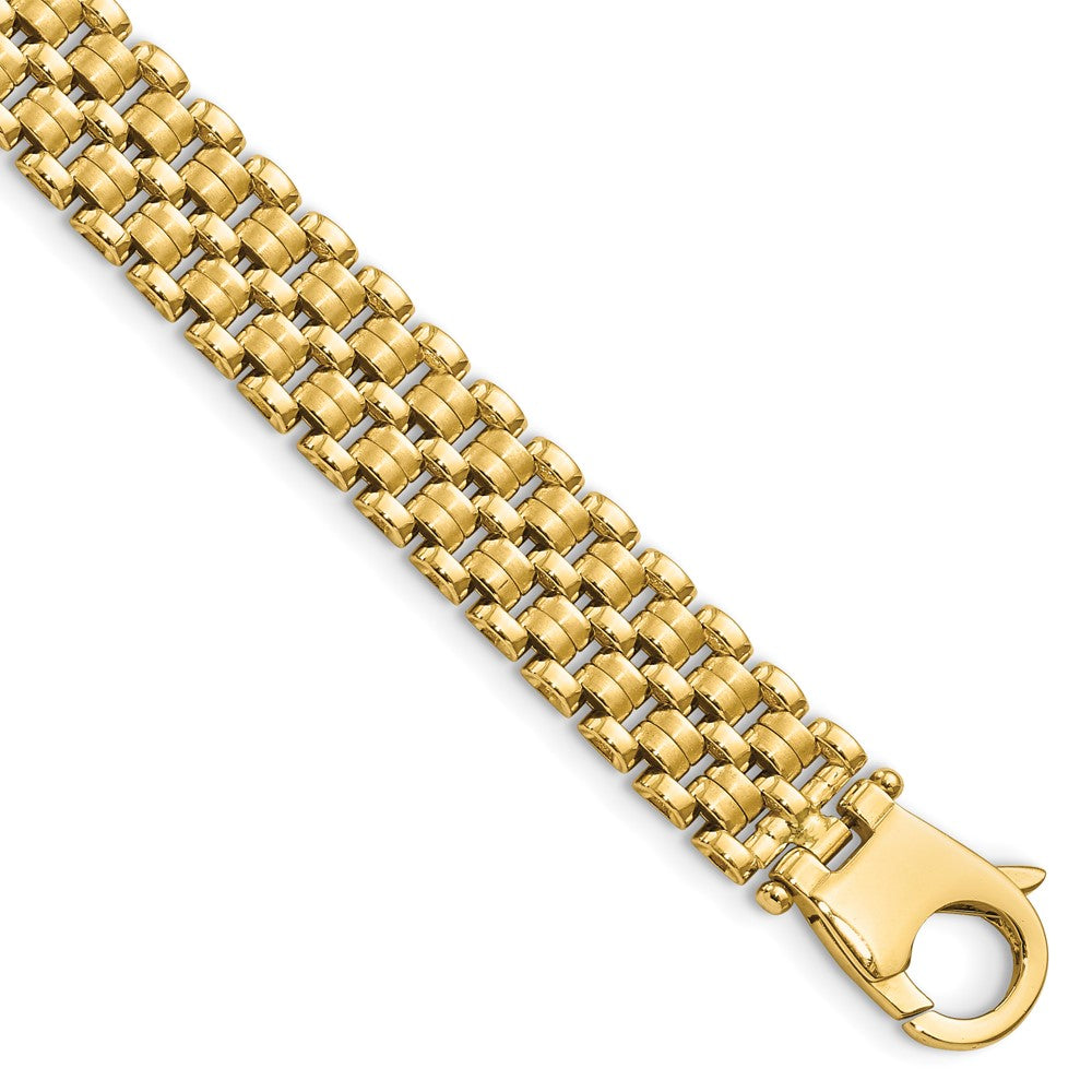 7.5 Zoll 14K Gebürstet und Poliert Korb Weave Muster 7.5 Zoll Armband