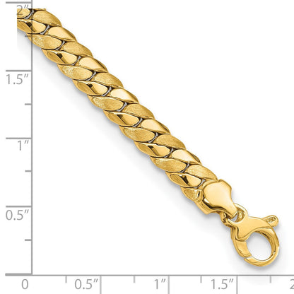 14K Gelbgold Satiniert und Poliert 6.5mm Fantasieglieder Gliederarmband