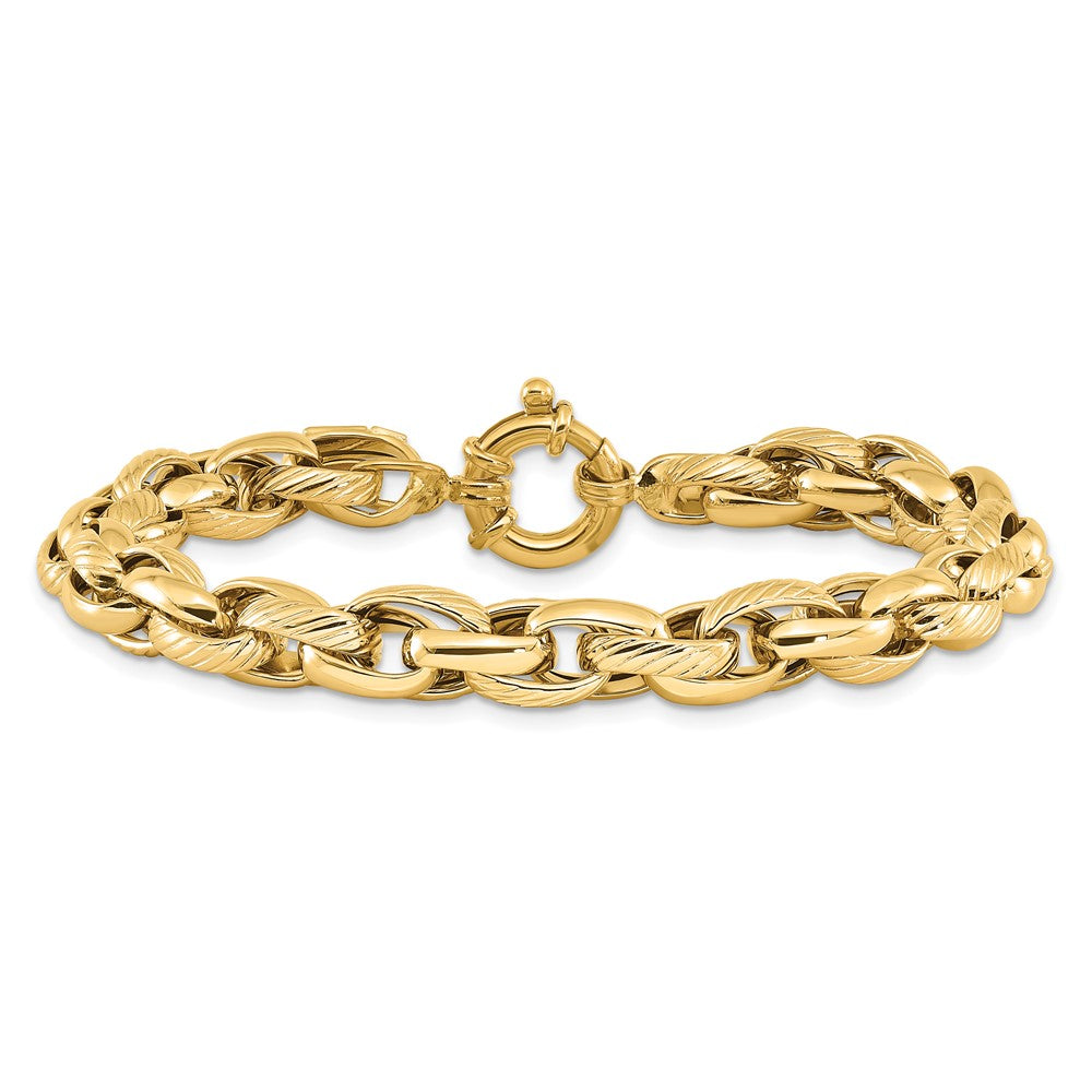 7.5 Zoll 14K Poliert und Strukturiert Glieder 7.5 Zoll Armband