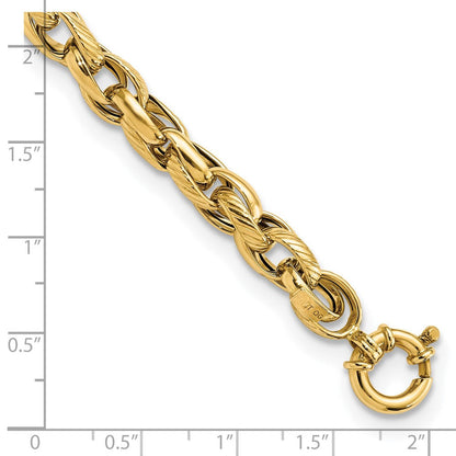 7.5 Zoll 14K Poliert und Strukturiert Glieder 7.5 Zoll Armband