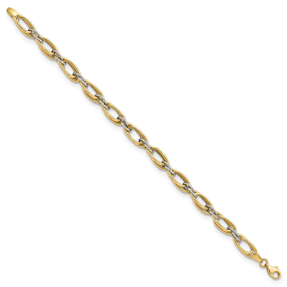 8 Zoll 14K Bicolor Poliert Fantasieglieder 8 Zoll Armband