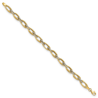 8 Zoll 14K Bicolor Poliert Fantasieglieder 8 Zoll Armband
