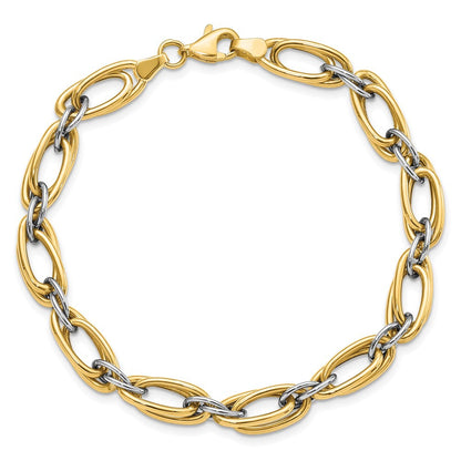 8 Zoll 14K Bicolor Poliert Fantasieglieder 8 Zoll Armband