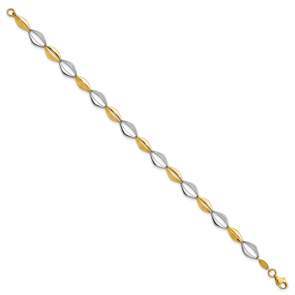 7.5 Zoll 14K Bicolor Poliert Fantasieglieder 7.5 Zoll Armband