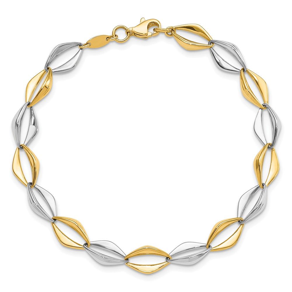7.5 Zoll 14K Bicolor Poliert Fantasieglieder 7.5 Zoll Armband