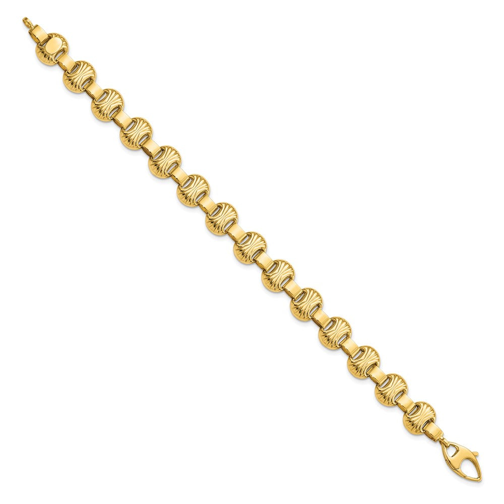 7.5 Zoll 14K Poliert & Strukturiert Fantasie Armband