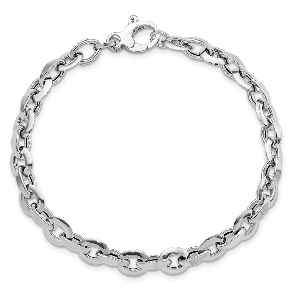 7.75 Zoll 14K Weiß Poliert Fantasieglieder Armband
