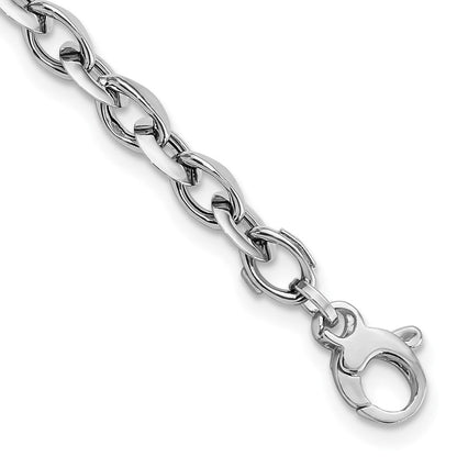 7.75 Zoll 14K Weiß Poliert Fantasieglieder Armband