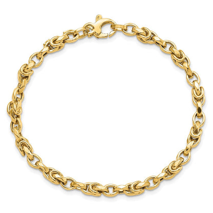 7.75 Zoll 14K Gold Fantasie Byzantiner Style Glieder Armband