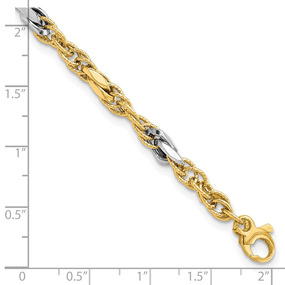 8 Zoll 14K Bicolor Poliert Fantasieglieder Armband