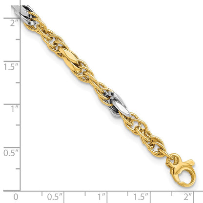 8 Zoll 14K Bicolor Poliert Fantasieglieder Armband