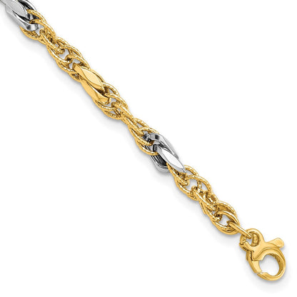 8 Zoll 14K Bicolor Poliert Fantasieglieder Armband