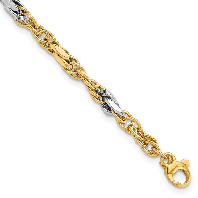 8 Zoll 14K Bicolor Poliert Fantasieglieder Armband
