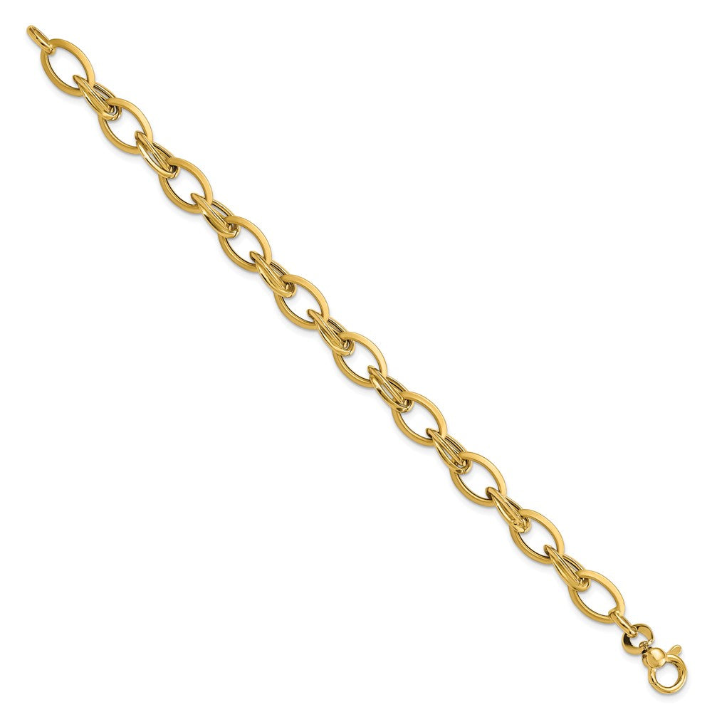 7.25 Zoll 14K Poliert & Satiniert Fantasieglieder Armband