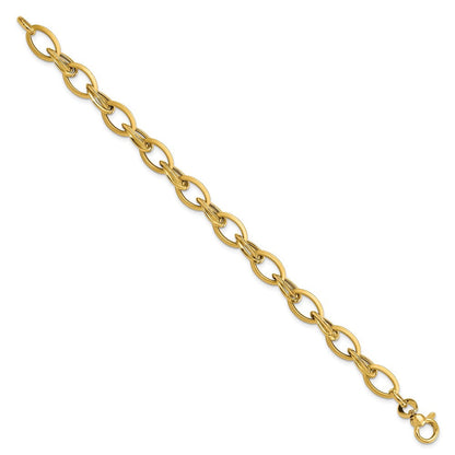 7.25 Zoll 14K Poliert & Satiniert Fantasieglieder Armband