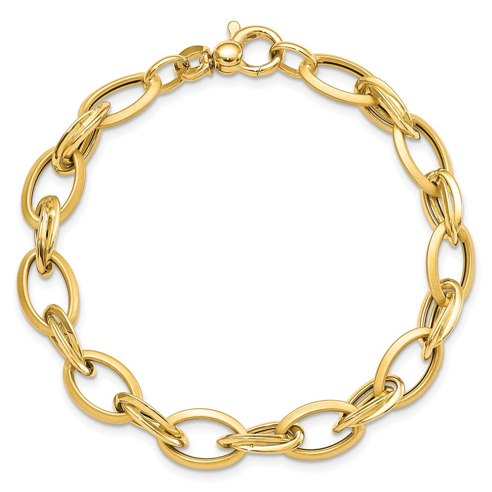 7.25 Zoll 14K Poliert & Satiniert Fantasieglieder Armband