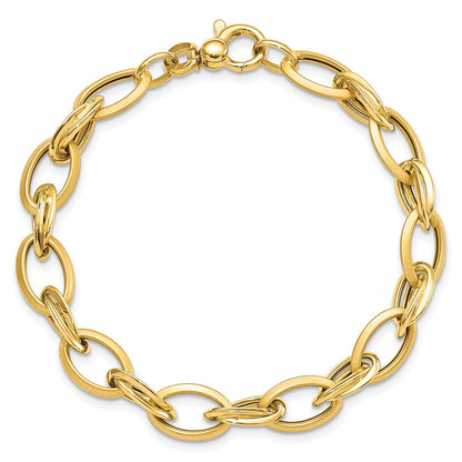 7.25 Zoll 14K Poliert & Satiniert Fantasieglieder Armband