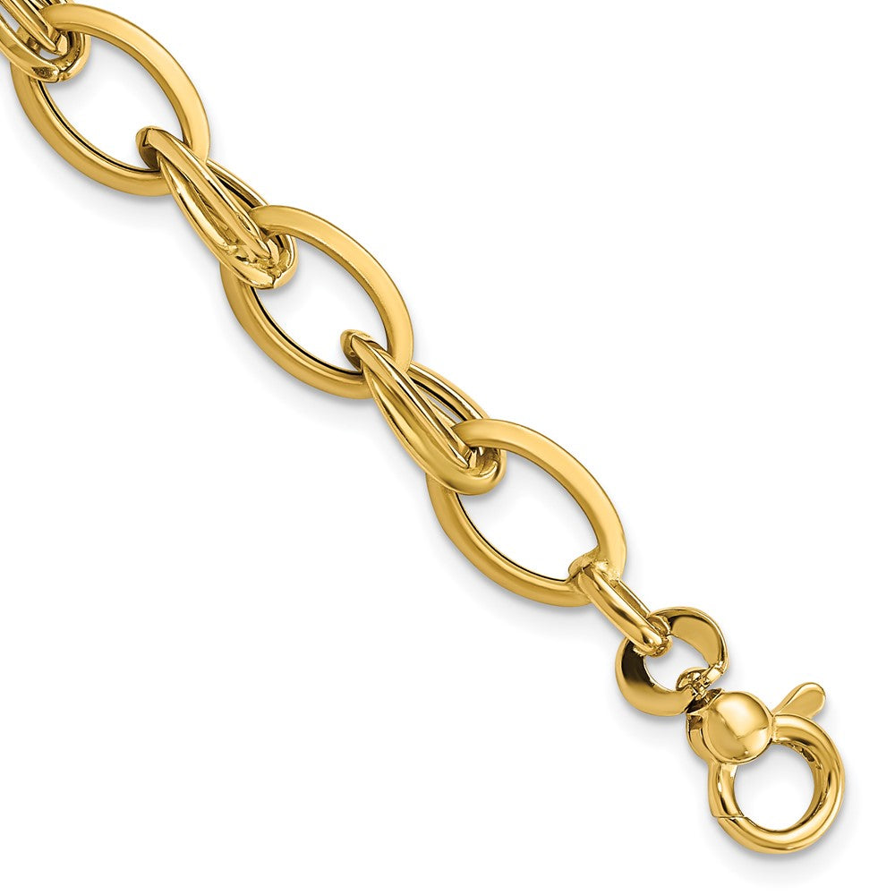 7.25 Zoll 14K Poliert & Satiniert Fantasieglieder Armband