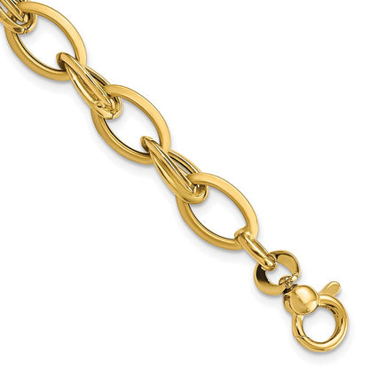 7.25 Zoll 14K Poliert & Satiniert Fantasieglieder Armband