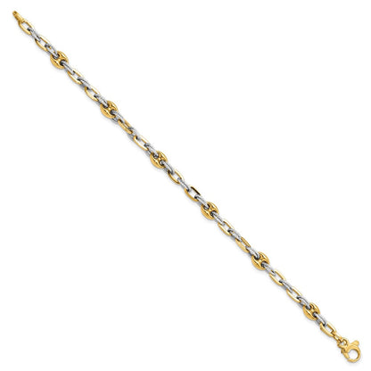 7.5 Zoll 14K Bicolor Strukturiert Doppelt Fantasieglieder Armband