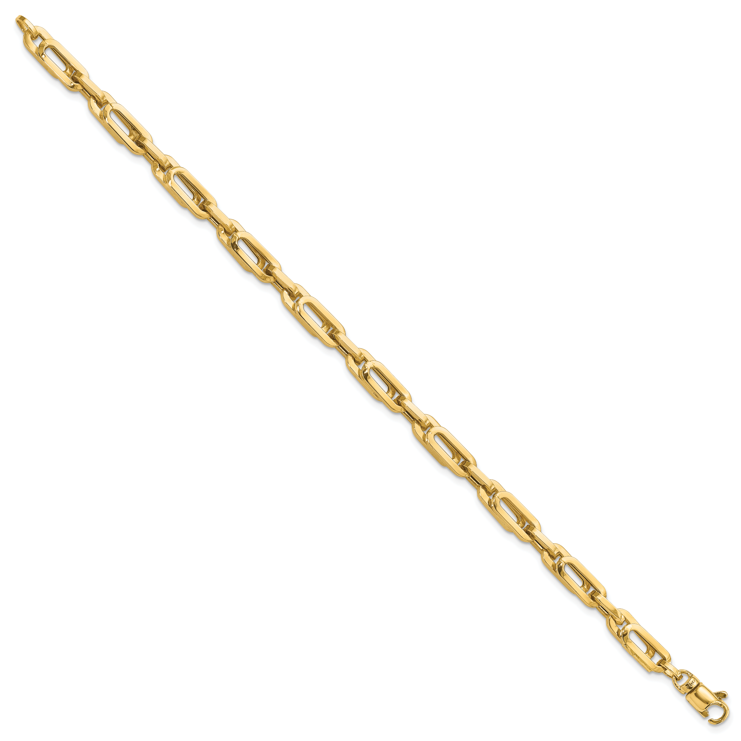 14K Gelbgold Gold Poliert Fantasieglieder Herren Gliederarmband