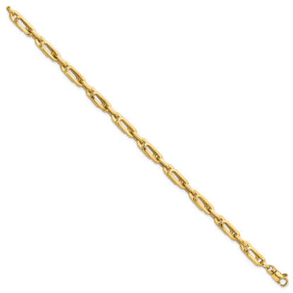14K Gelbgold Gold Poliert Fantasieglieder Herren Gliederarmband