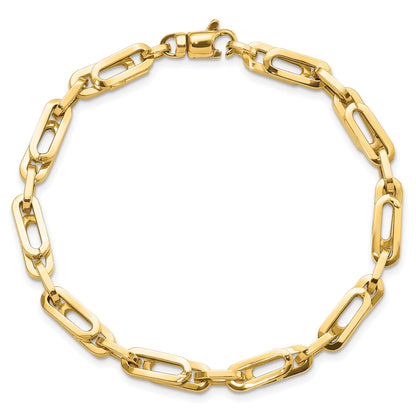 14K Gelbgold Gold Poliert Fantasieglieder Herren Gliederarmband