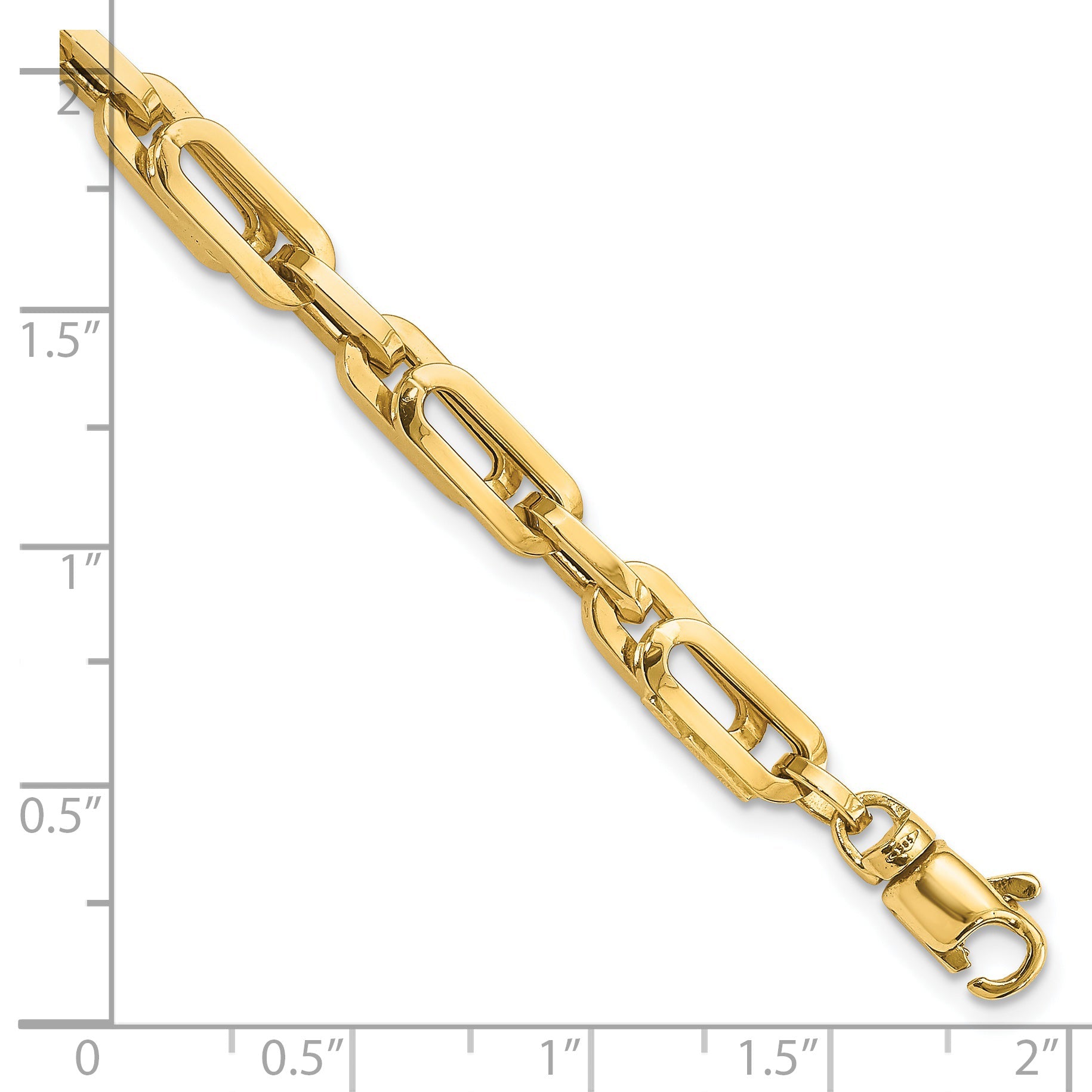 14K Gelbgold Gold Poliert Fantasieglieder Herren Gliederarmband